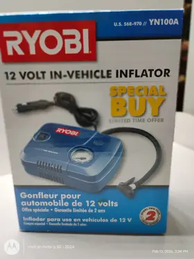 Ryobi 033287151103 In Vehicle Inflator 12v Limited Time Offer Special Buy M#568-970 B6