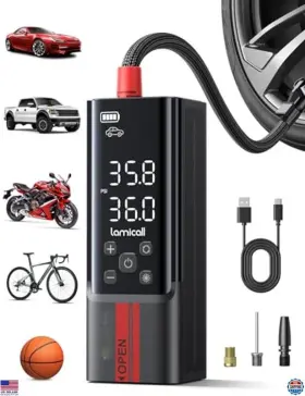 B0dzwxlqxh Ryobi Portable Tire Inflator 150 Psi Cordless Air Pump With Digital Gauge And Led Light