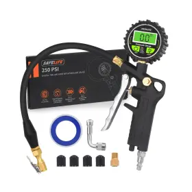 Gl-1413a Safelife Digital Tire Pressure Gauge With Inflator 250 Psi Air Chuck Pr