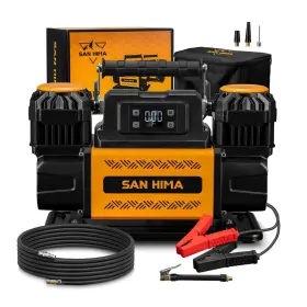 San Hima 356307021769 12v Air Compressor Dual Cylinder 12.36cfm Portable Tire Inflator