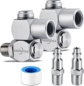 Sardvisa 633337514379 2-packs 1/4 In Npt 360 Degree Swivel Air Hose Connectors Industrial