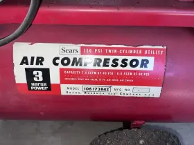 Sears 106.173842 3 Hp Twin-cylinder Air Compressor 150 Psi 12 Gal 230v Model