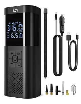 Servomaster 797424136063 Tire Inflator Portable Air Compressor Pump For Car Tires With Gauge A