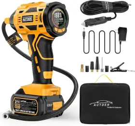 Shenzhenshi Xingchenkeji Youxiangongsi 313025165181 Cordless Tire Inflator 180psi Portable Air Compressor With 21v Rechargeable Bat