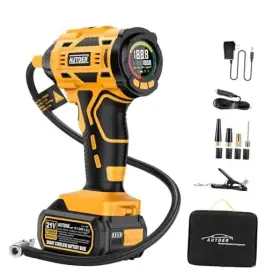 Ad-380 Shenzhenshi Xingchenkeji Youxiangongsi Cordless Tire Inflator 180psi Portable Air Compressor With 21v Black Yellow