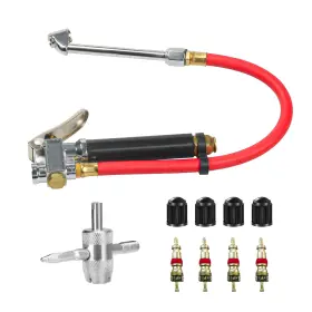 Shmzk Shmzk-3986ct Bayonet-style Tire Inflator With Pressure Gauge 0.5 13.0 Inches Red