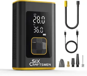 Six Craftsmen 744759099884 Tire Inflator Portable Air Compressor Powerful 150psi&4000mah Cordless Mini Bike Six Craftsmen 744759099884 Tire Inflator Portable Air Compressor Powerful 150psi&4000mah Cordless Mini Bike