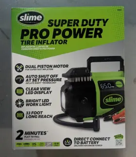 40083 Slime 716281512186 Super Duty Pro Power Tire Inflator With Dual Piston Motor #40083 Brand New