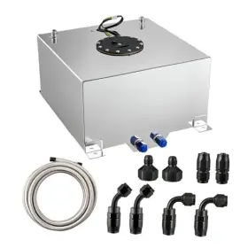 Speedwow Tuning Ev11234s2sr Fuel Cell Tank Aluminum With Level Sender 6an 12ft Cpe 10 Gallon Silver