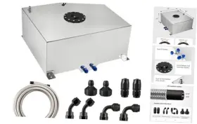 Speedwow Tuning Ev11234s4sr Fuel Cell Tank Aluminum With Level Sender 6an 12ft Cpe 20 Gallon Silver