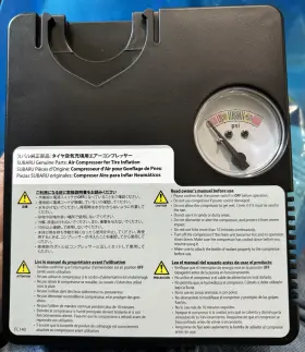 4270r52022402 Subaru Portable Air Compressor For Tire Inflation Kit With Sealant Black