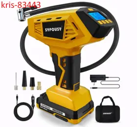 Sypousy 717813831294 160psi Cordless Tire Inflator 20v/12v Air Compressor With Digital Gauge Lcd