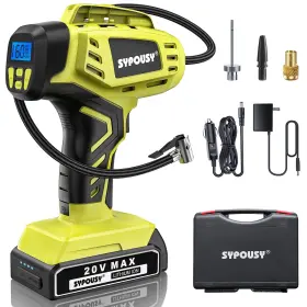Sypousy 746608899058 Air Pump Compressor Portable Cordless Tire Inflator With Battery