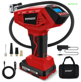 B20v12v Sypousy Portable Tire Inflator 160 Psi Cordless Dual Power Auto Shutoff Digital Gau