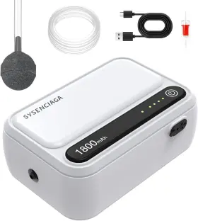 Sysenciaga 718387276580 Aquarium Air Pump Rechargeable Aerator For Bait Bucket Portable Battery Powered