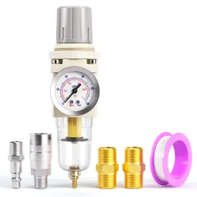 Tailonz Pneumatic 431250493779 1/4 Inch Npt Air Filter Pressure Regulator Combo Piggyback Tool Compress