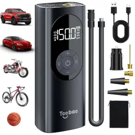 Tccbac 860011379010 Tire Inflator Portable Air Compressor For Car 12 Ac/dc Power Adapter Kit
