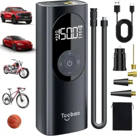 Cqb-us-02 Tccbac Tire Inflator Portable Air Compressor For Car With 12 Ac/dc Power Adapter Kit