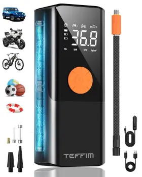 Teffim 766757392637 Tire Inflator Portable Air Compressor - 150psi And 20000mah Battery 12v Mini A
