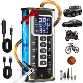 Teffim 766757398141 Tire Inflator Portable Air Compressor Pump For Car Tires 20000mah Batter