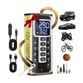 8017-2 Teffim Tire Inflator Portable Air Compressor 150psi And 20000mah Smart Pump For C