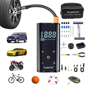 Tilibote 728683146388 Tire Repair Kit 64pcs Heavy Duty Inflator Portable Air C