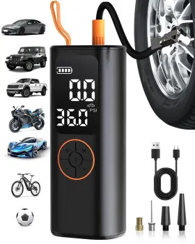 Toobtiill 797457894077 Tire Inflator Portable Air Compressor - 4x Faster Inflation Cordless Mini Air