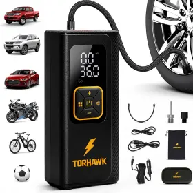 Torhawk 850058564197 Portable Tire Inflator Air Compressor For Car Tires Dual Cylinder Cordless Torhawk 850058564197 Portable Tire Inflator Air Compressor For Car Tires Dual Cylinder Cordless