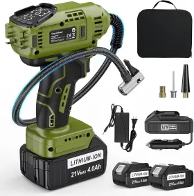 St199 Tree.nb Cordless Tire Inflator Air Compressor With 2x - 21v Battery Powered Pump New