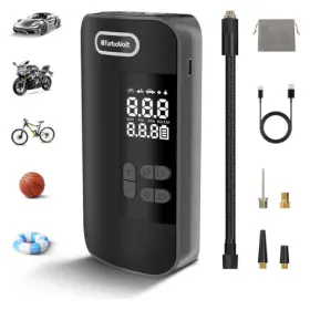 Turbovolt 445008796709 Portable Tire Inflator 150psi Cordless Air Pump With Led Light And Pressure Gauge