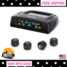 Tymate 445033425483 Rv Solar Tire Pressure Monitor - 2024 Tpms With 4 Sensors Lcd 0-87psi Easy Inst