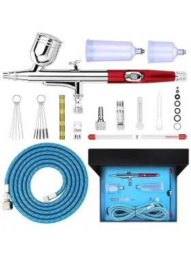 Universal 629722865348 Airbrush Kit - 1 Piece Set Dual Action Gravity Feed With 0.3 And 0.5mm