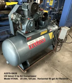 Hta-80 Us Falcon 19.7 Cfg 125 Psi 5 Hp Used Hta80 Air Compressor 25 Cfm At Horiz Gallon Tank