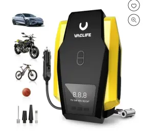 701ye Vaclife Tire Inflator 12v Portable Air Compressor Digital Pump With Led Light