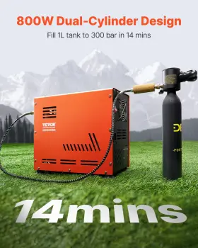 800w Vevor 197988650843 Pcp Air Compressor Dual-cylinder Airgun 4500psi Auto Stop