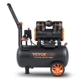 Vevor 629722649047 Air Compressor 6.3 Gallon 1450w 3.35 Cfm 90psi 70 Db Ultra Quiet Oil Free