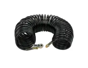 Viair 818114000393 35 Ft. Black Braided Coil Hose With 1/4 Inch M Swivel Close Ended Clip