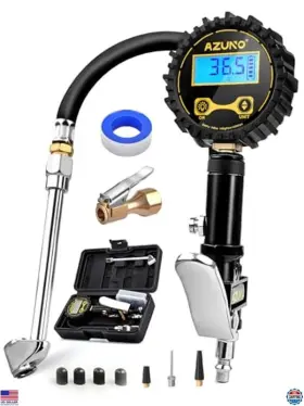 Tig200d Visit The Azuno Store Digital Tire Inflator 200 Psi With Pressure Gauge And Rubber Hose Portable Box