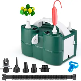 Voircoloria 445039212292 Balloon Pump Electric 3-in-1 Portable Automatic Dual Nozzle Inflator 110v With