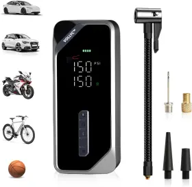 Vollyc 313112618637 Tire Inflator Portable Air Compressor 150 With Digital Pressure Gauge