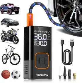 129393 Whaletail Cordless Tire Inflator Portable Air Compressor Pump With Pressure