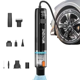 12000pa Windone 974123314600 Tire Inflator Portable Air Pump 150psi 2-in-1 Vacuum Cleaner With Suc