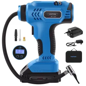 Wisetool 768558978522 Cordless Tire Inflator Air Compressor 20v Battery Powered Car Pump With
