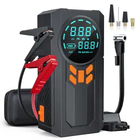 Wndflv Jn-088d Jump Starter With Air Compressor 5000a 160psi Battery Jumper Portabl