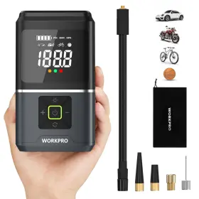 Workpro 820909687061 Tire Inflator Portable Air Compressor-12v 150psi 3-in-1 Pump - Gray