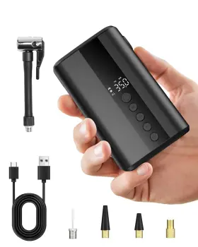Yearntour 761483861044 Electric Mini Bike Pump 150psi With Digital Gauge Rechargeable Portable