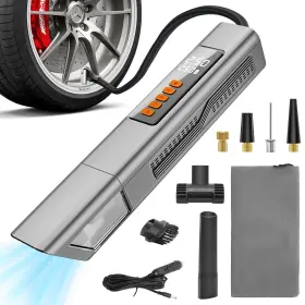 309973 Yekavo Tire Inflator Portable Air Compressor 2 In 1 Handheld Car Vacuum 160 Psi 3x F