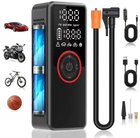 Gtr-2550 Yw Auto Genius Tire Inflator Portable Air Compressor Pump For Cars Bikes And Motorcycle T