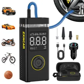 Zxncar-001-1 Zxncar Dual Lights Tire Inflator Portable Air Compressor Auto Cordless Pump For