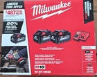 Milwaukee Battery Kit (2) M18 Xc 6.0 High Output Batteries & Charger - Brand New. Price: $172.00.